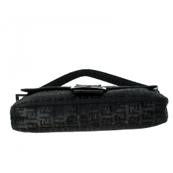 Pre Owned Fendi Black Zucchino Canvas Mama Baguette Shoulder Bag