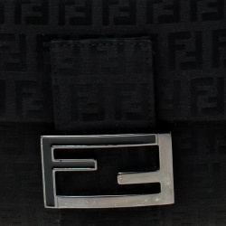 Pre Owned Fendi Black Zucchino Canvas Mama Baguette Shoulder Bag
