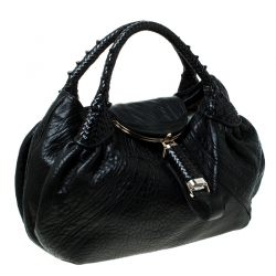 Pre Owned Fendi Black Nappa Leather Spy Bag