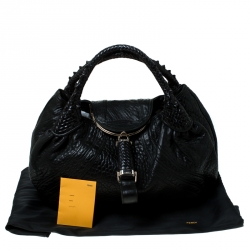 Pre Owned Fendi Black Nappa Leather Spy Bag
