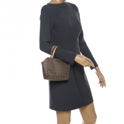 Pre Owned Fendi Brown/Beige Zucchino Canvas Pochette 
