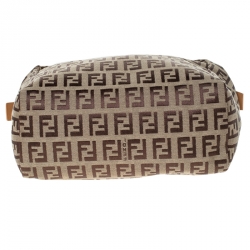 Pre Owned Fendi Brown/Beige Zucchino Canvas Pochette 