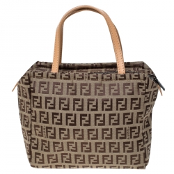 Pre Owned Fendi Brown/Beige Zucchino Canvas Pochette 