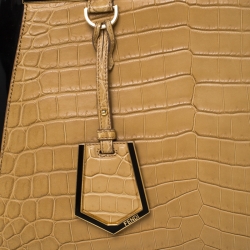 Pre Owned Fendi Yellow/Black Crocodile and Patent Leather 2jours Petite Tote