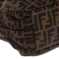 Pre Owned Fendi Tobacco Zucca Canvas Zip Shoulder Bag