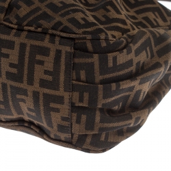 Pre Owned Fendi Tobacco Zucca Canvas Zip Shoulder Bag