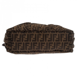 Pre Owned Fendi Tobacco Zucca Canvas Zip Shoulder Bag