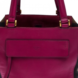 Pre Owned Fendi Tobacco/Magenta Stripe Pequin Canvas and Leather Satchel