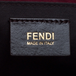 Pre Owned Fendi Tobacco/Magenta Stripe Pequin Canvas and Leather Satchel