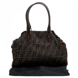 Pre Owned Fendi Brown Zucca Canvas and Leather Chef du Jour Bag