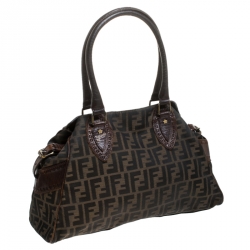 Pre Owned Fendi Brown Zucca Canvas and Leather Chef du Jour Bag
