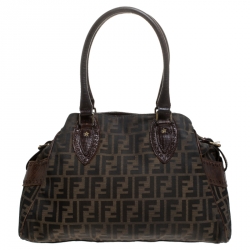 Pre Owned Fendi Brown Zucca Canvas and Leather Chef du Jour Bag