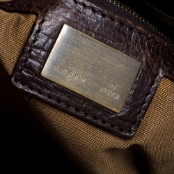 Pre Owned Fendi Brown Zucca Canvas and Leather Chef du Jour Bag