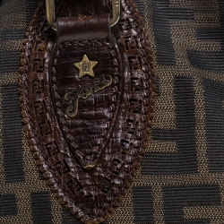 Pre Owned Fendi Brown Zucca Canvas and Leather Chef du Jour Bag