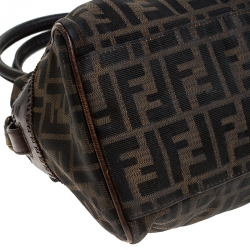 Pre Owned Fendi Brown Zucca Canvas and Leather Chef du Jour Bag