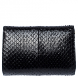 Pre Owned Fendi Black Python Leather Mini Rush Evening Clutch
