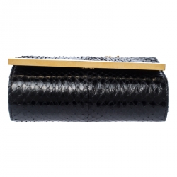 Pre Owned Fendi Black Python Leather Mini Rush Evening Clutch