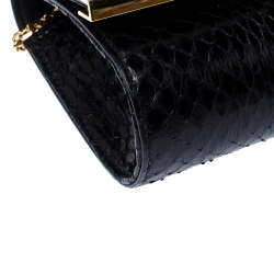 Pre Owned Fendi Black Python Leather Mini Rush Evening Clutch