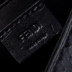 Pre Owned Fendi Black Python Leather Mini Rush Evening Clutch