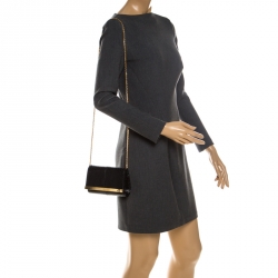Pre Owned Fendi Black Python Leather Mini Rush Evening Clutch