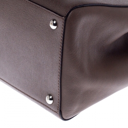 Pre Owned Fendi Light Brown Leather Medium 2Jours Tote