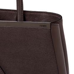 Pre Owned Fendi Light Brown Leather Medium 2Jours Tote