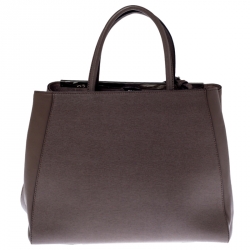 Pre Owned Fendi Light Brown Leather Medium 2Jours Tote