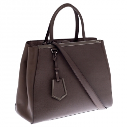 Pre Owned Fendi Light Brown Leather Medium 2Jours Tote