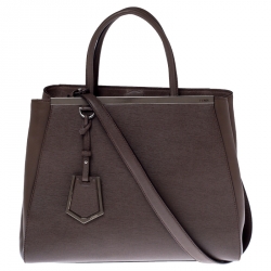 Pre Owned Fendi Light Brown Leather Medium 2Jours Tote