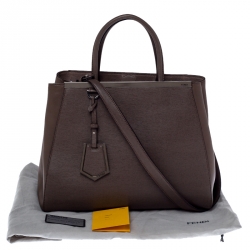 Pre Owned Fendi Light Brown Leather Medium 2Jours Tote