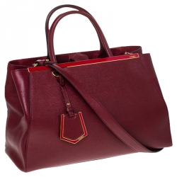 Pre Owned Fendi Red Saffiano Leather Medium Sac 2jours Elite Tote