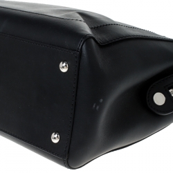 Pre Owned Fendi Black Leather Dotcom Click Top Handle Bag