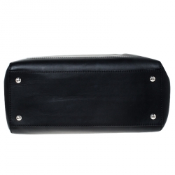 Pre Owned Fendi Black Leather Dotcom Click Top Handle Bag