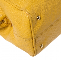 Pre Owned Fendi Yellow Pebbled Leather Small Chameleon Satchel