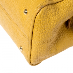 Pre Owned Fendi Yellow Pebbled Leather Small Chameleon Satchel