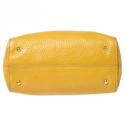 Pre Owned Fendi Yellow Pebbled Leather Small Chameleon Satchel