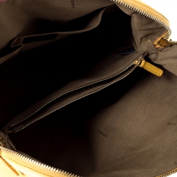 Pre Owned Fendi Yellow Pebbled Leather Small Chameleon Satchel