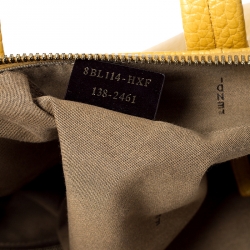 Pre Owned Fendi Yellow Pebbled Leather Small Chameleon Satchel