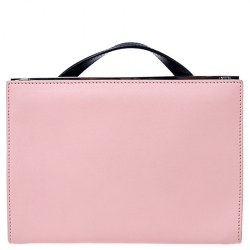 Pre Owned Fendi Black/Pink Textured Leather Mini Demi Jour Top Handle Bag