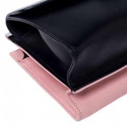 Pre Owned Fendi Black/Pink Textured Leather Mini Demi Jour Top Handle Bag