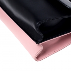 Pre Owned Fendi Black/Pink Textured Leather Mini Demi Jour Top Handle Bag