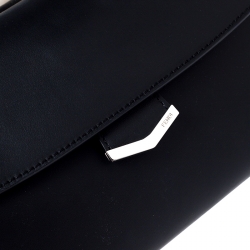 Pre Owned Fendi Black/Pink Textured Leather Mini Demi Jour Top Handle Bag