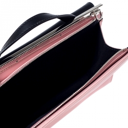 Pre Owned Fendi Black/Pink Textured Leather Mini Demi Jour Top Handle Bag