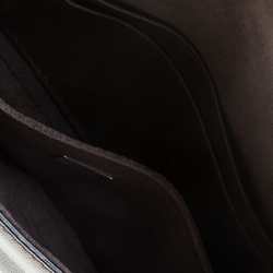 Pre Owned Fendi Dark Grey Leather and Fur Trim Micro Baguette Shoulder Bag