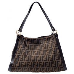 Pre Owned Fendi Tobacco Zucca Canvas and Leather Tote