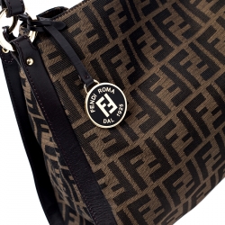 Pre Owned Fendi Tobacco Zucca Canvas and Leather Tote