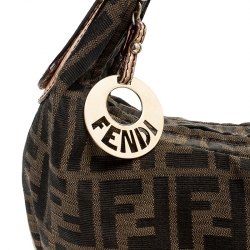 Pre Owned Fendi Brown Zucca Canvas and Leather Chef Chain Link Hobo