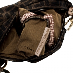 Pre Owned Fendi Brown Zucca Canvas and Leather Chef Chain Link Hobo