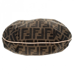 Pre Owned Fendi Brown Zucca Canvas and Leather Chef Chain Link Hobo