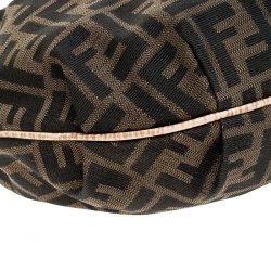 Pre Owned Fendi Brown Zucca Canvas and Leather Chef Chain Link Hobo